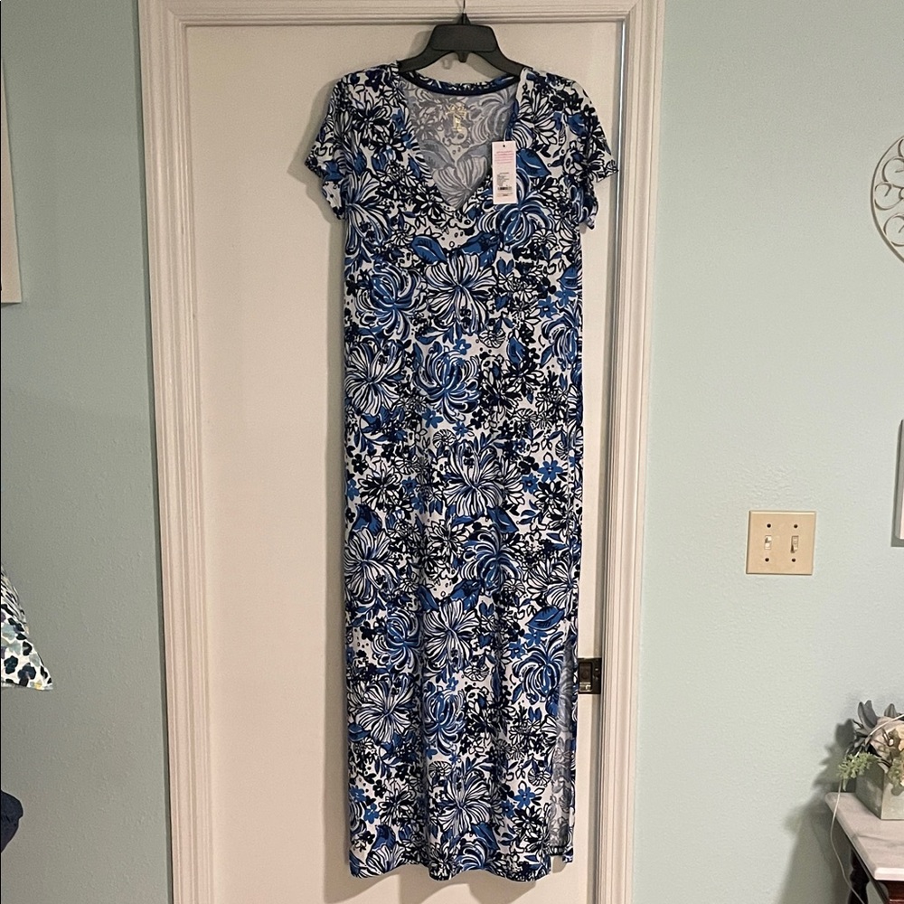 Lilly Pulitzer Low Tide Navy Etta Maxi Dress NWT Size Medium